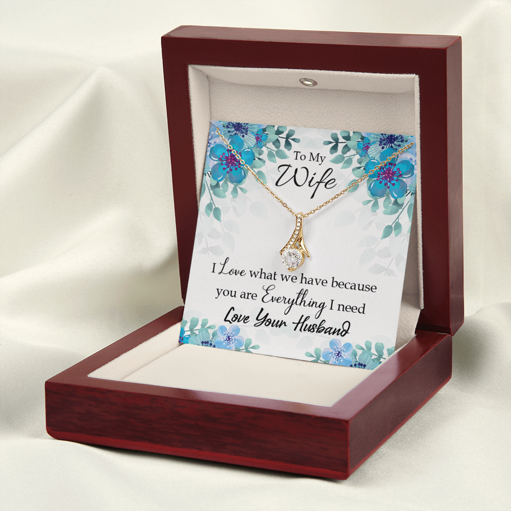 To My Wife When you love Alluring Ribbon Necklace Message Card-Express Your Love Gifts