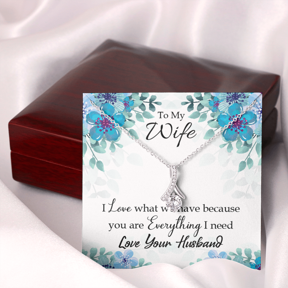 To My Wife When you love Alluring Ribbon Necklace Message Card-Express Your Love Gifts