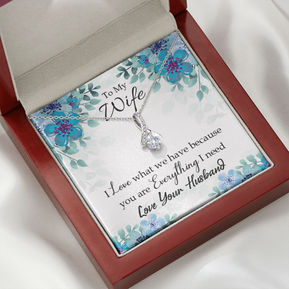 To My Wife When you love Alluring Ribbon Necklace Message Card-Express Your Love Gifts