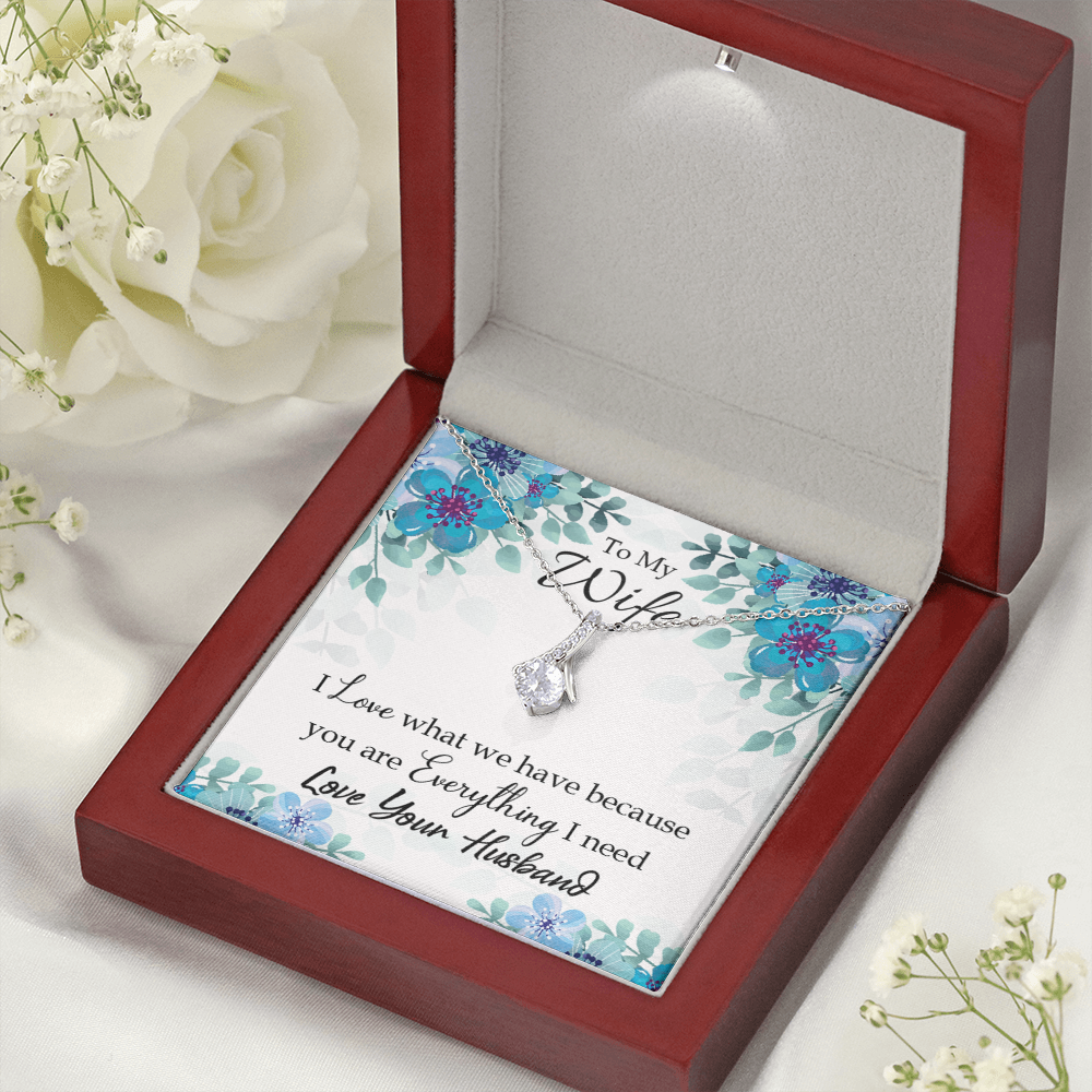 To My Wife When you love Alluring Ribbon Necklace Message Card-Express Your Love Gifts