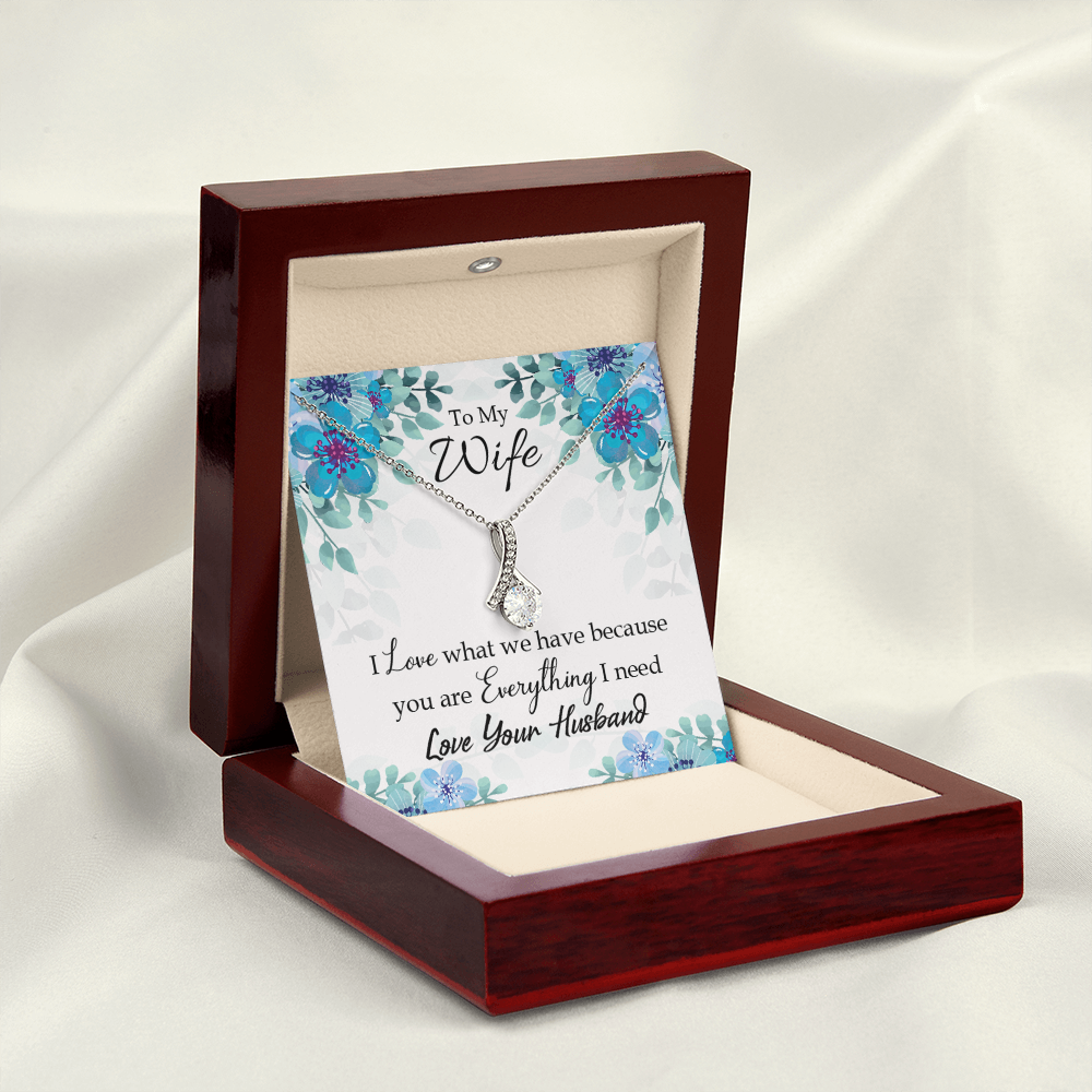 To My Wife When you love Alluring Ribbon Necklace Message Card-Express Your Love Gifts