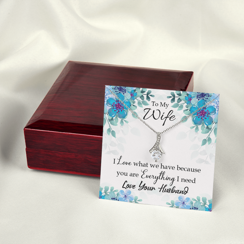 To My Wife When you love Alluring Ribbon Necklace Message Card-Express Your Love Gifts