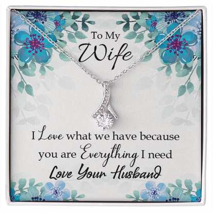 To My Wife When you love Alluring Ribbon Necklace Message Card-Express Your Love Gifts