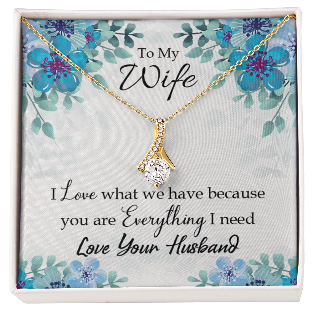 To My Wife When you love Alluring Ribbon Necklace Message Card-Express Your Love Gifts