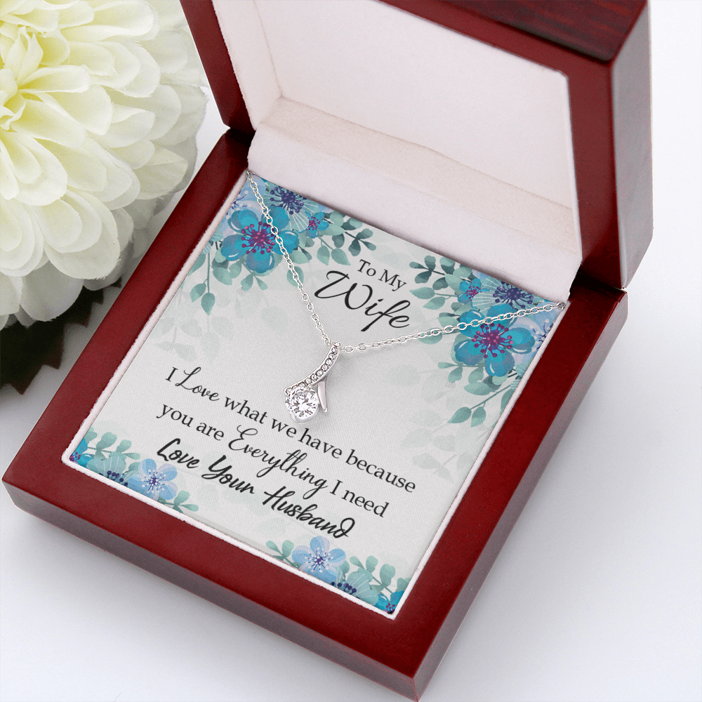 To My Wife When you love Alluring Ribbon Necklace Message Card-Express Your Love Gifts