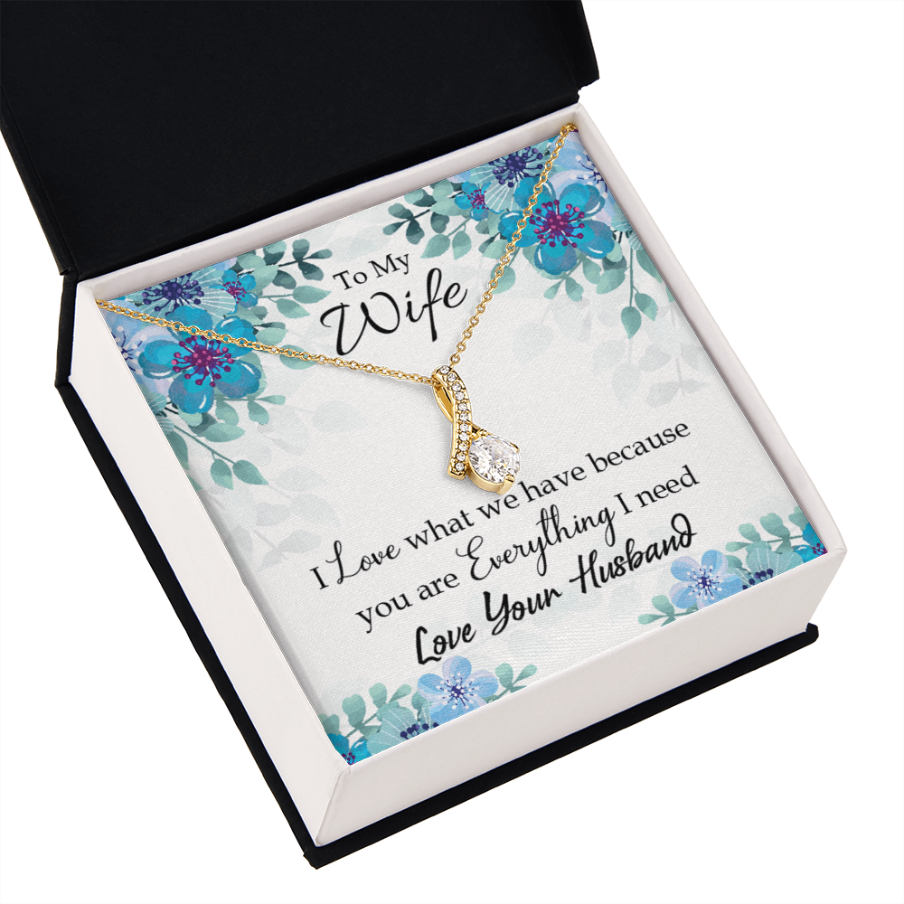 To My Wife When you love Alluring Ribbon Necklace Message Card-Express Your Love Gifts