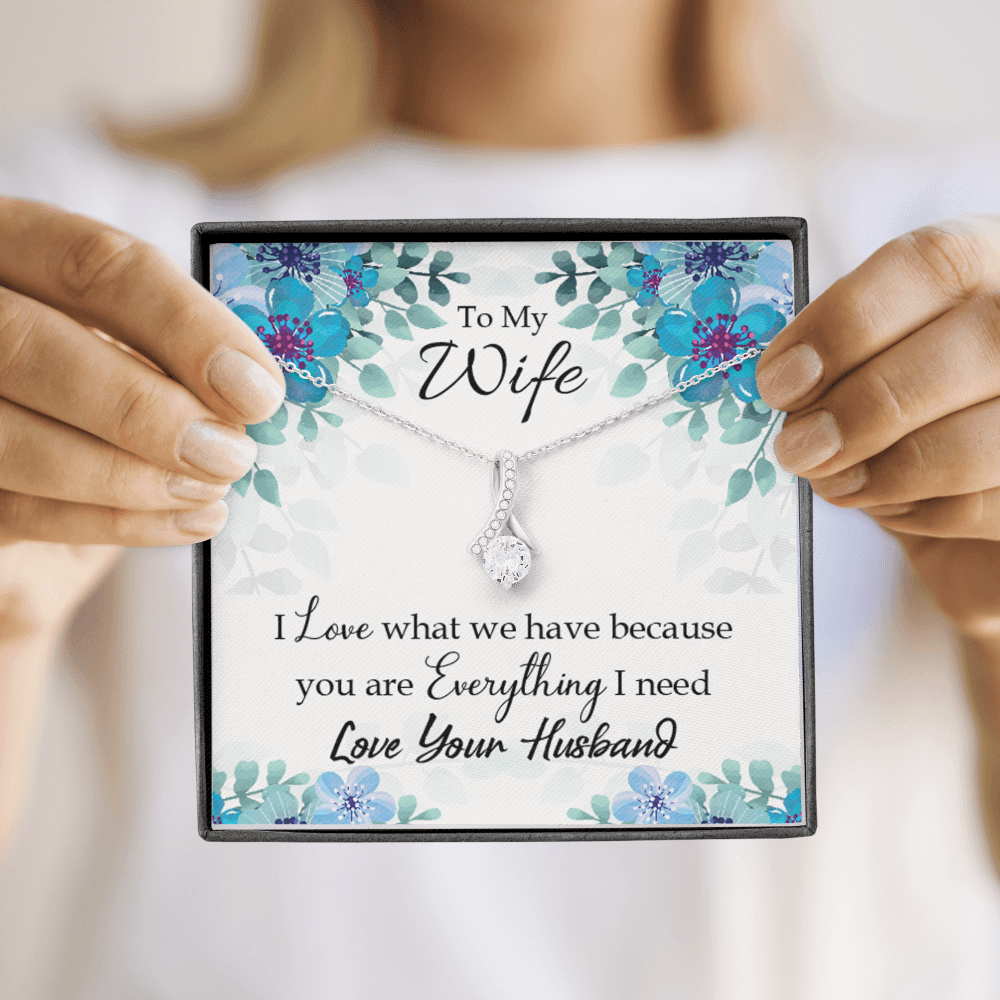 To My Wife When you love Alluring Ribbon Necklace Message Card-Express Your Love Gifts