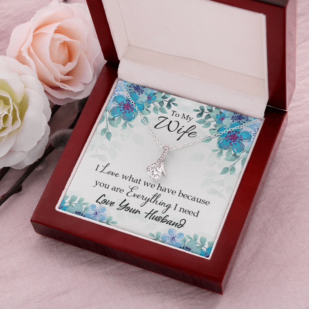 To My Wife When you love Alluring Ribbon Necklace Message Card-Express Your Love Gifts