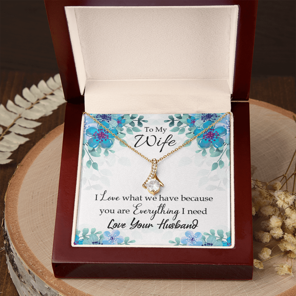 To My Wife When you love Alluring Ribbon Necklace Message Card-Express Your Love Gifts