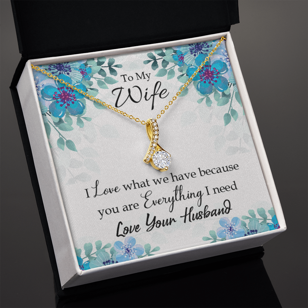 To My Wife When you love Alluring Ribbon Necklace Message Card-Express Your Love Gifts