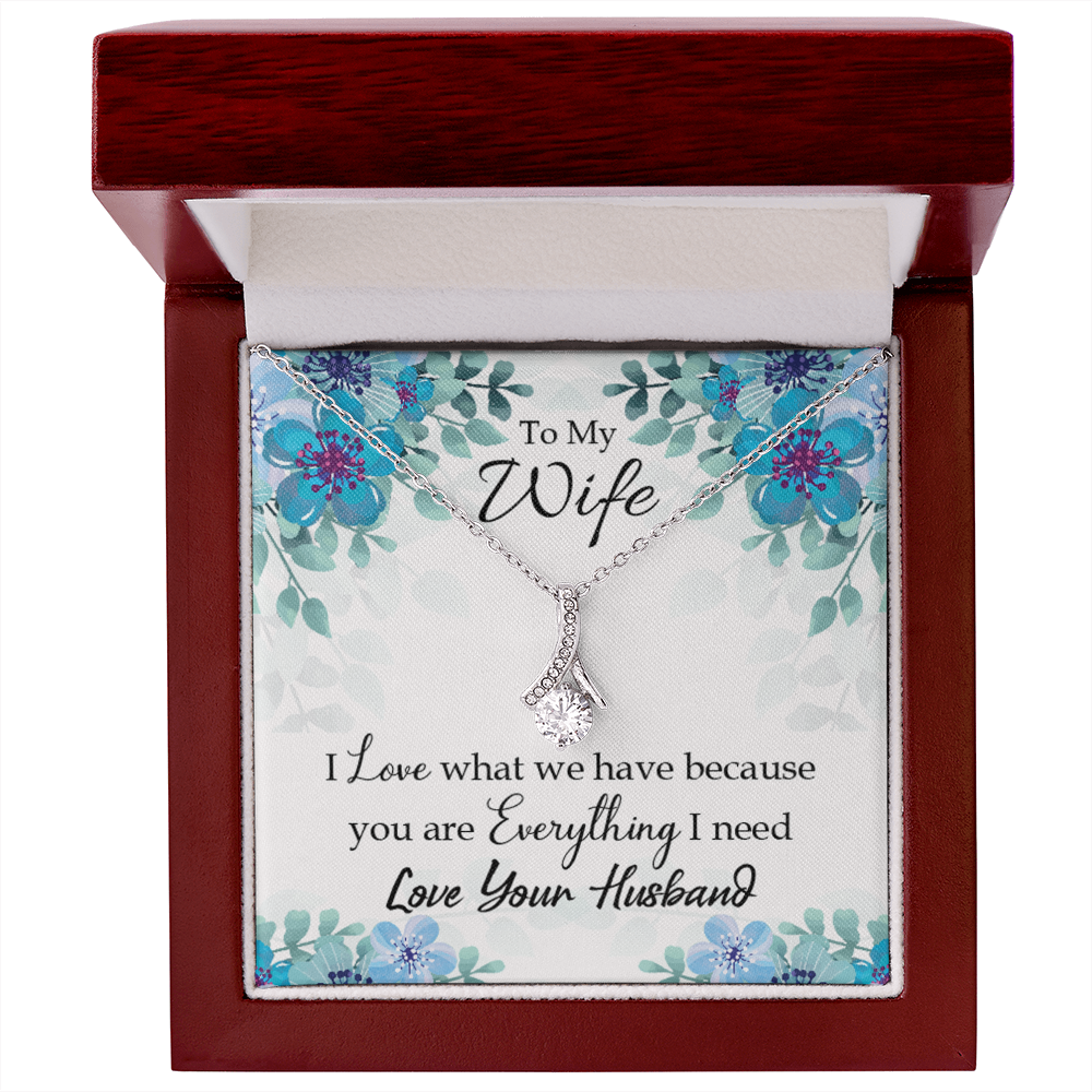 To My Wife When you love Alluring Ribbon Necklace Message Card-Express Your Love Gifts