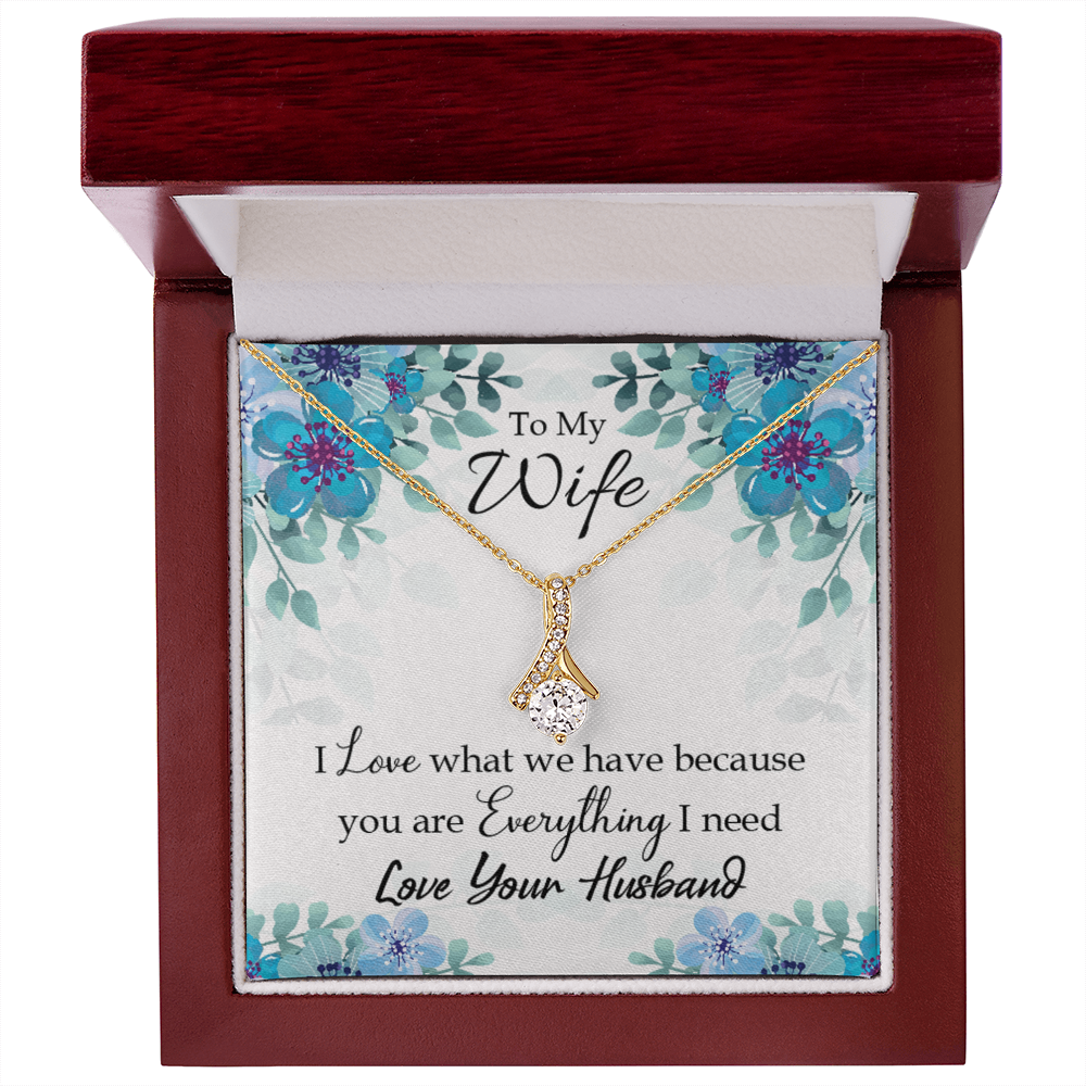 To My Wife When you love Alluring Ribbon Necklace Message Card-Express Your Love Gifts