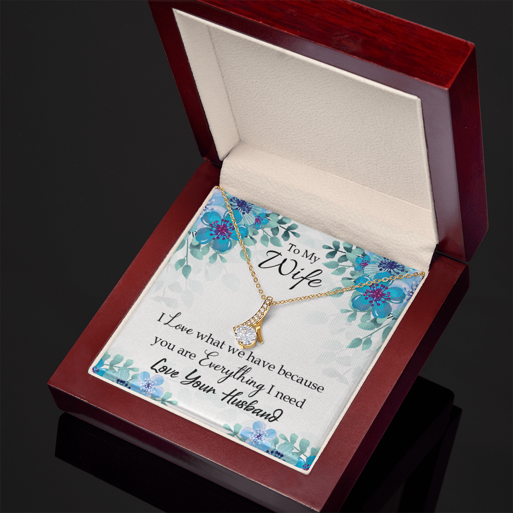 To My Wife When you love Alluring Ribbon Necklace Message Card-Express Your Love Gifts