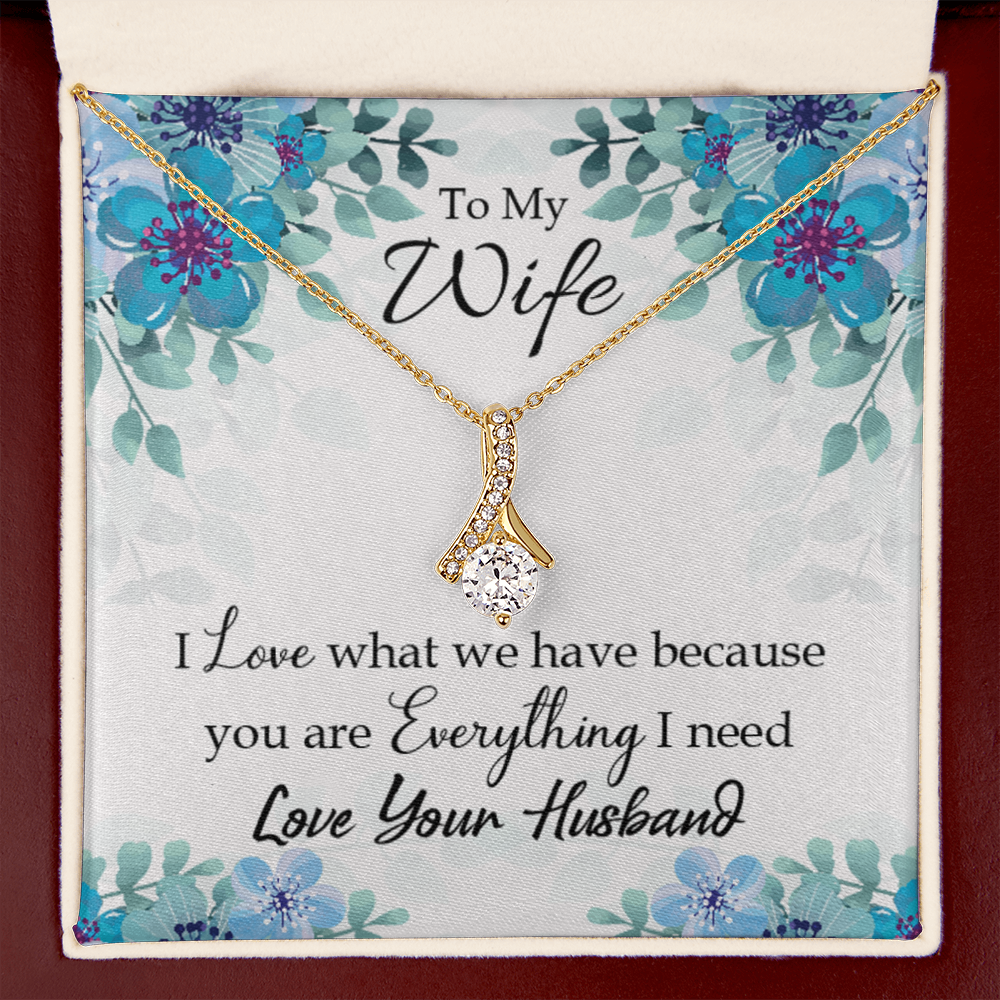 To My Wife When you love Alluring Ribbon Necklace Message Card-Express Your Love Gifts