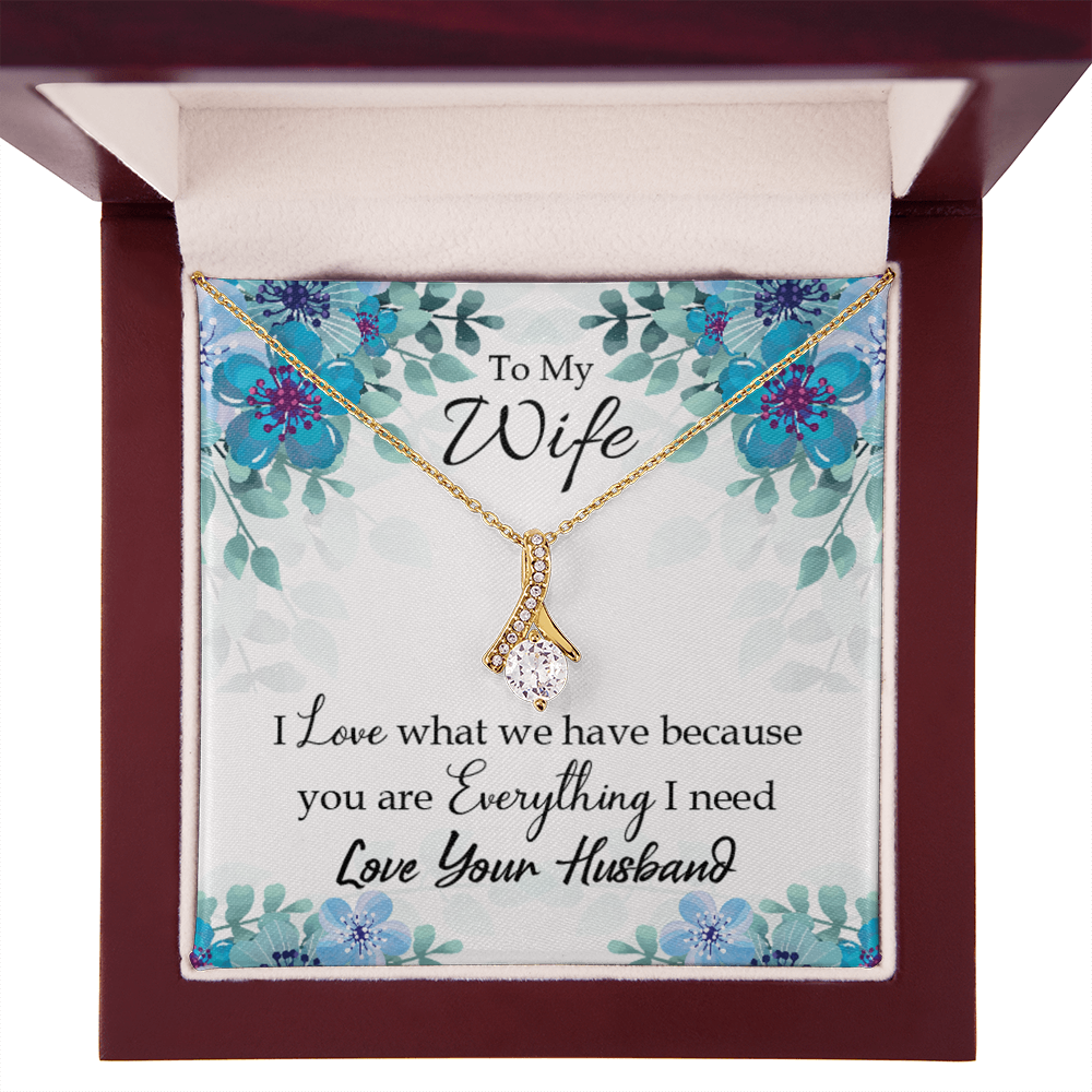 To My Wife When you love Alluring Ribbon Necklace Message Card-Express Your Love Gifts