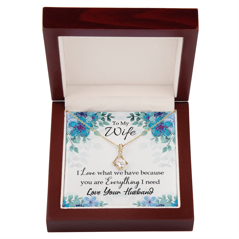 To My Wife When you love Alluring Ribbon Necklace Message Card-Express Your Love Gifts