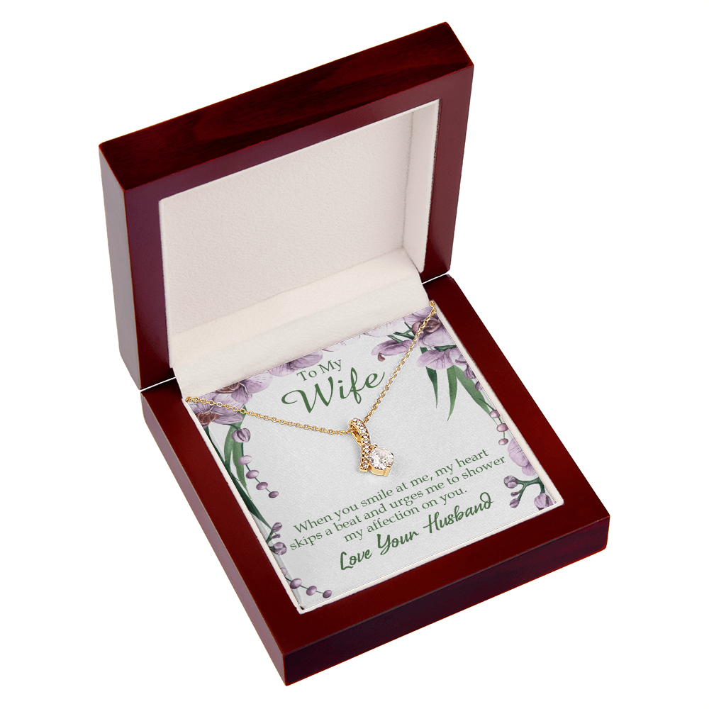 To My Wife When You Smile at Me Alluring Ribbon Necklace Message Card-Express Your Love Gifts