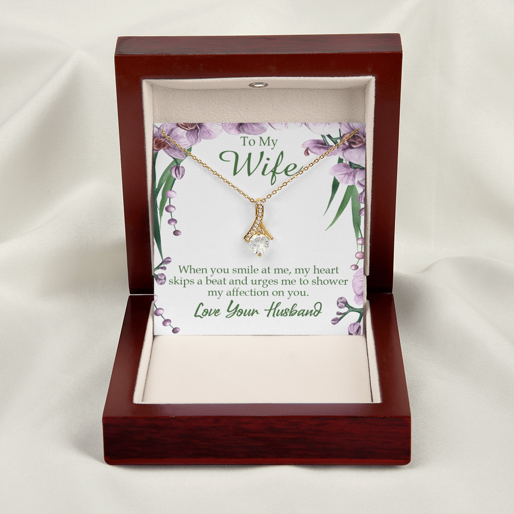 To My Wife When You Smile at Me Alluring Ribbon Necklace Message Card-Express Your Love Gifts