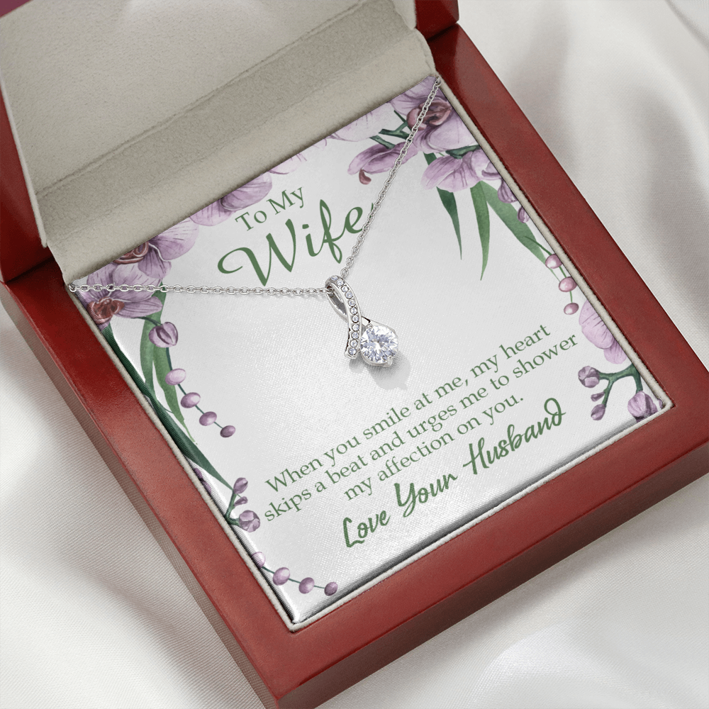 To My Wife When You Smile at Me Alluring Ribbon Necklace Message Card-Express Your Love Gifts