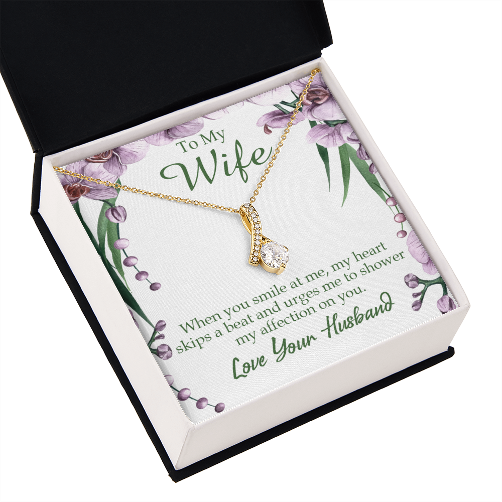 To My Wife When You Smile at Me Alluring Ribbon Necklace Message Card-Express Your Love Gifts