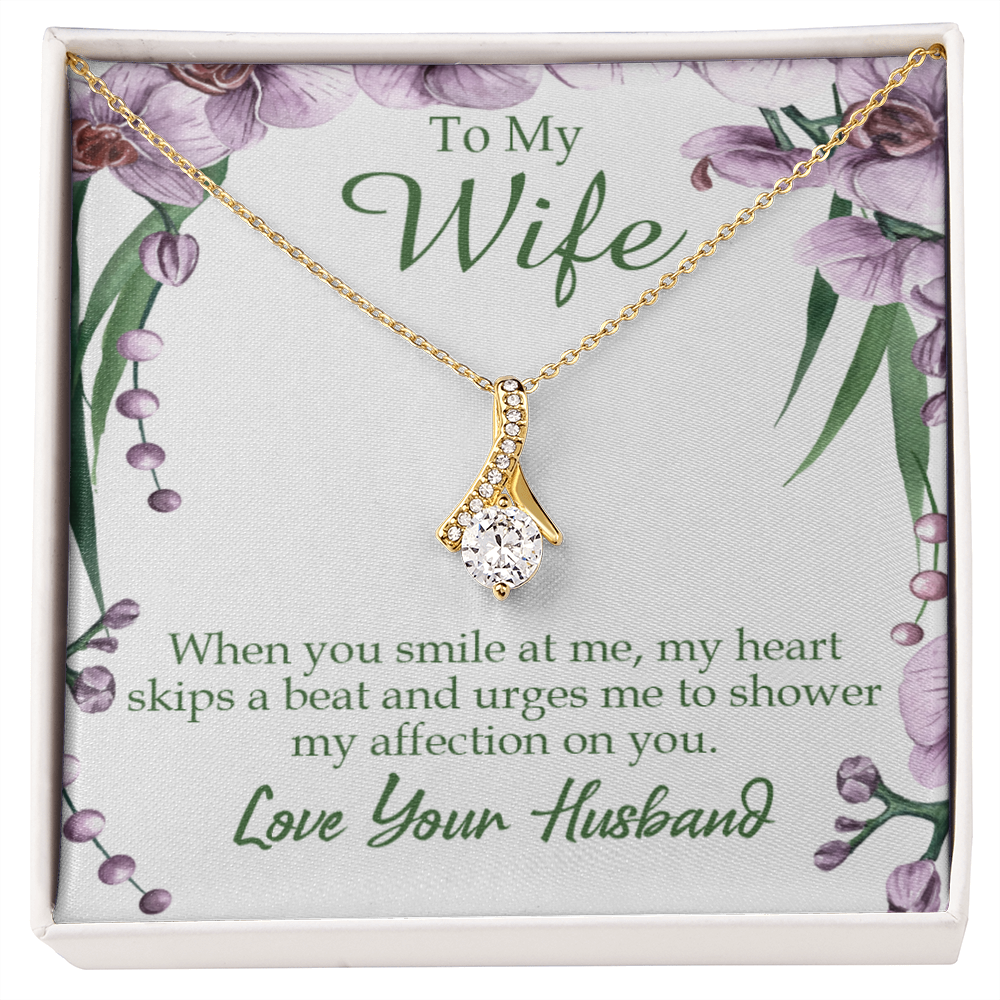 To My Wife When You Smile at Me Alluring Ribbon Necklace Message Card-Express Your Love Gifts