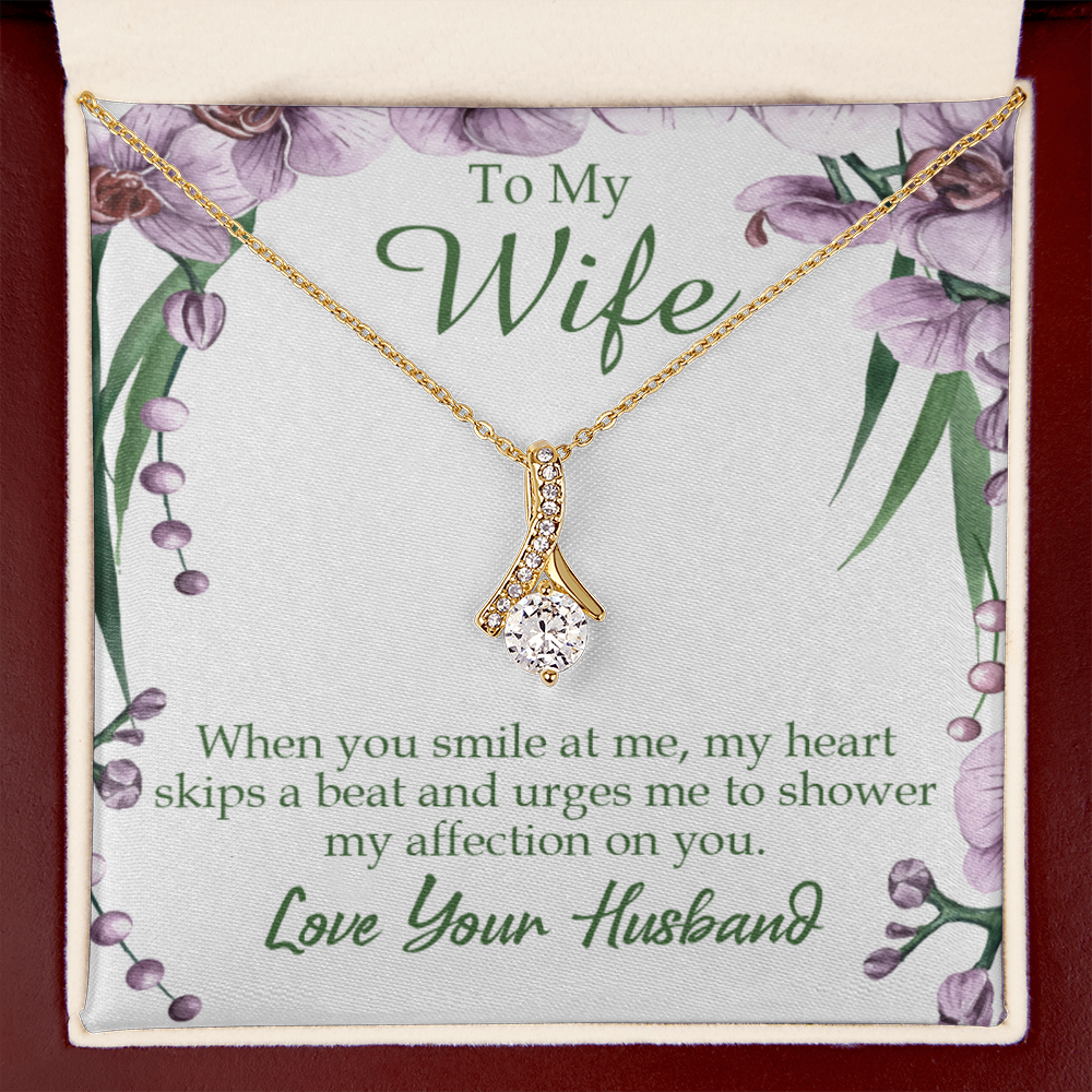 To My Wife When You Smile at Me Alluring Ribbon Necklace Message Card-Express Your Love Gifts