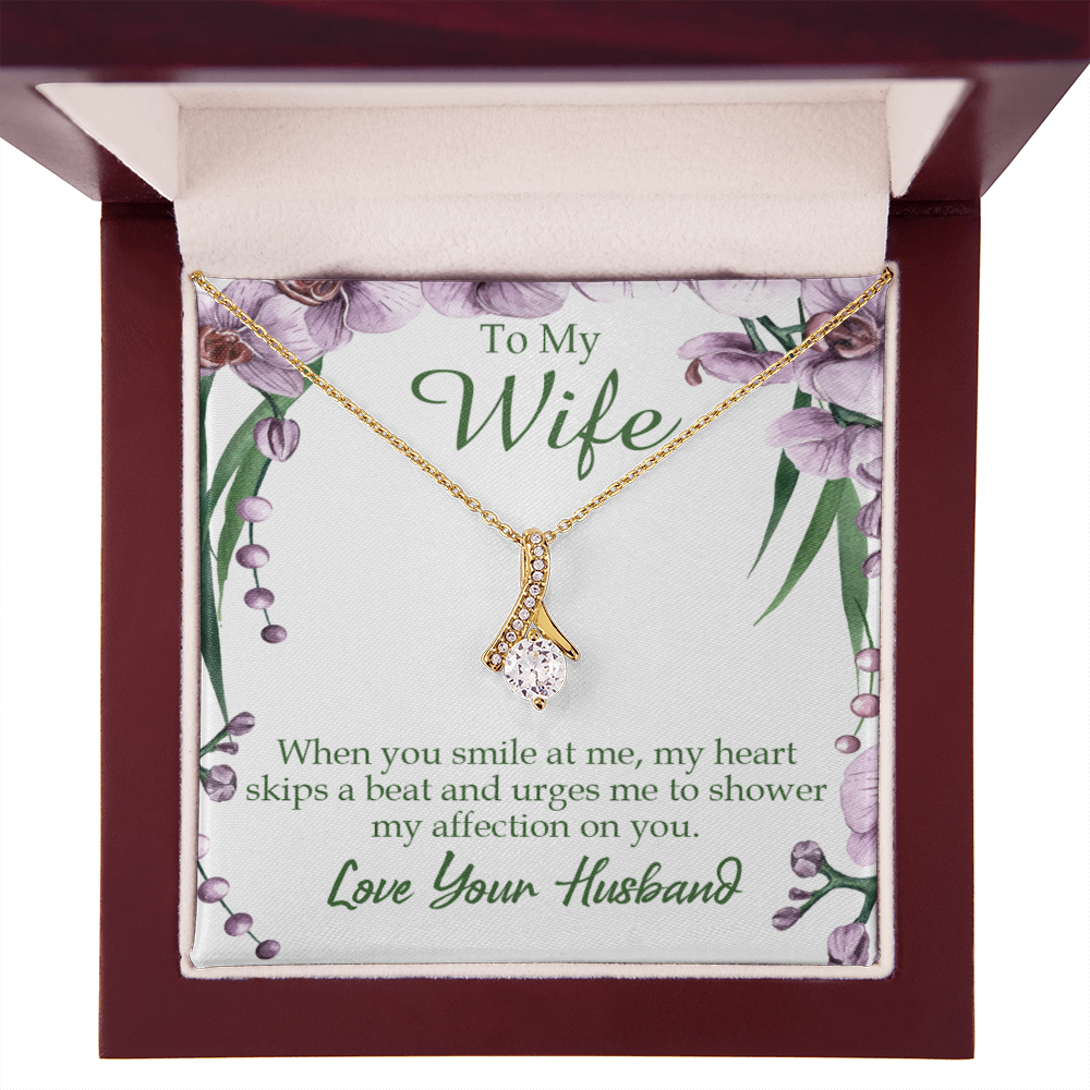 To My Wife When You Smile at Me Alluring Ribbon Necklace Message Card-Express Your Love Gifts