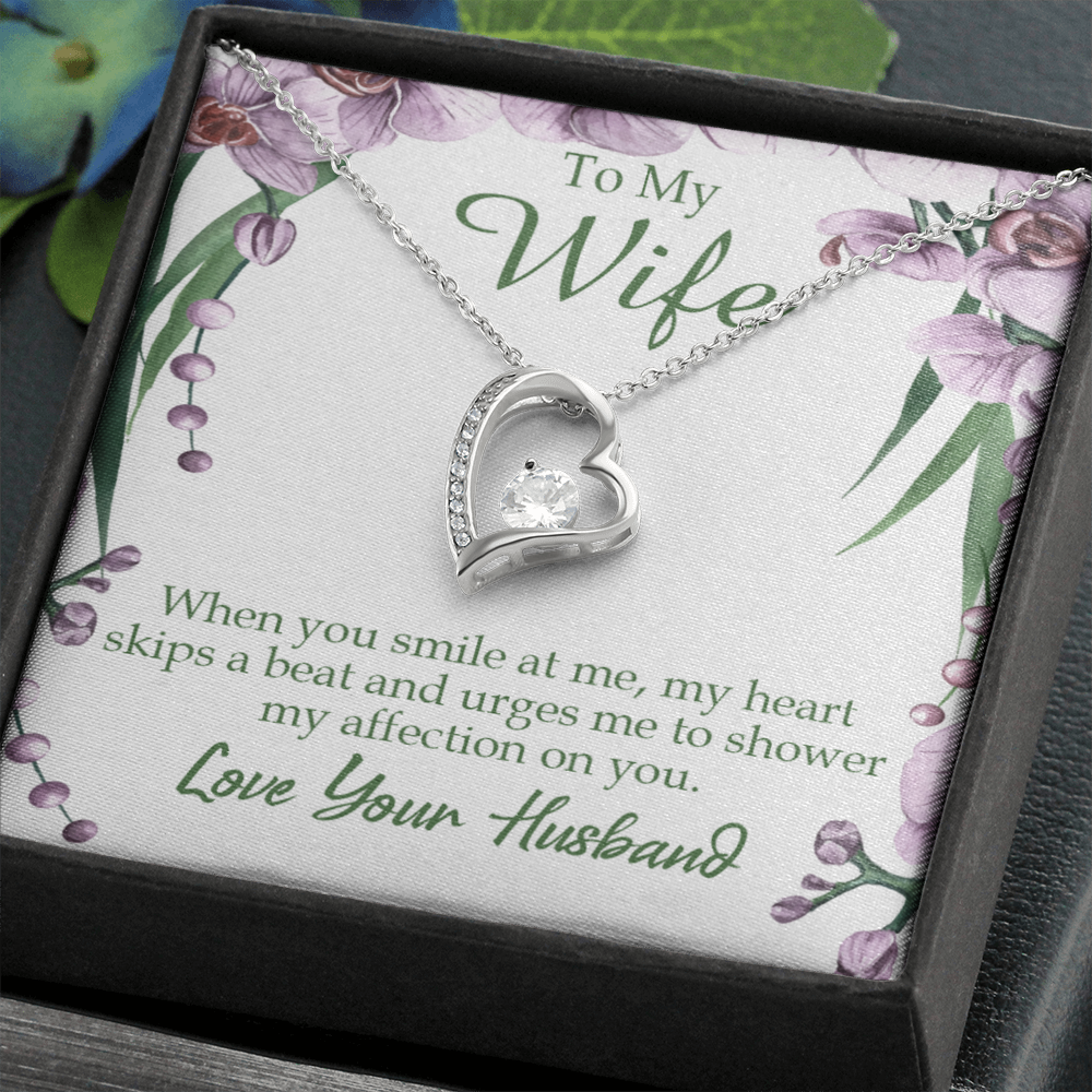 To My Wife When You Smile at Me Forever Necklace w Message Card-Express Your Love Gifts