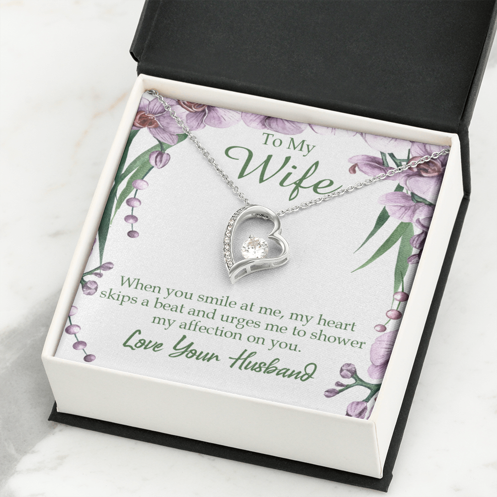 To My Wife When You Smile at Me Forever Necklace w Message Card-Express Your Love Gifts