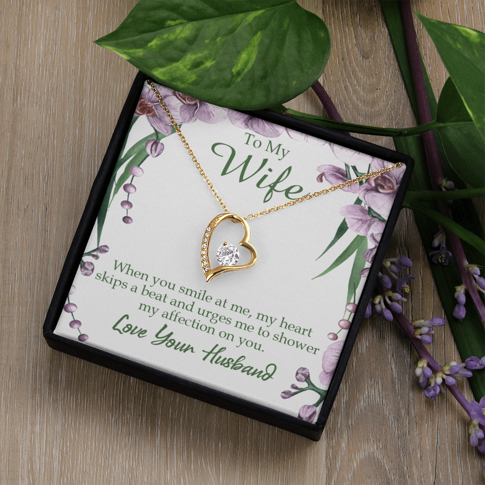 To My Wife When You Smile at Me Forever Necklace w Message Card-Express Your Love Gifts