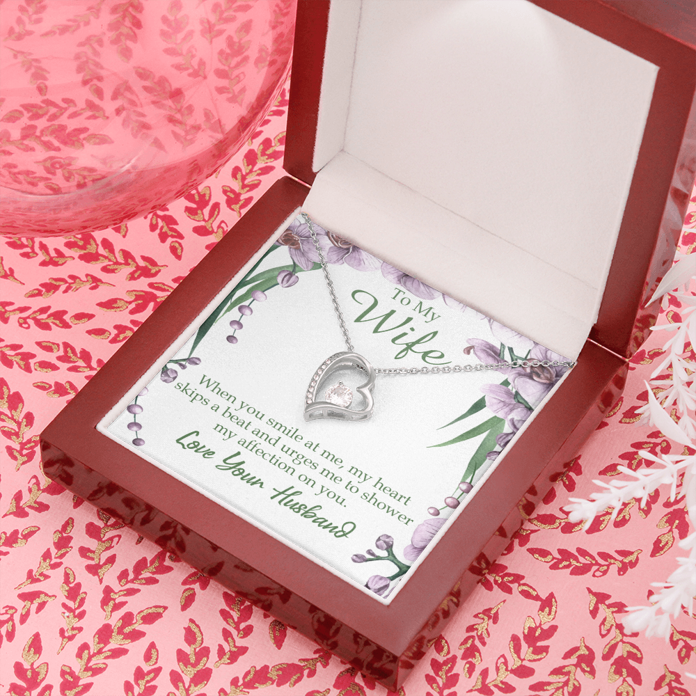 To My Wife When You Smile at Me Forever Necklace w Message Card-Express Your Love Gifts