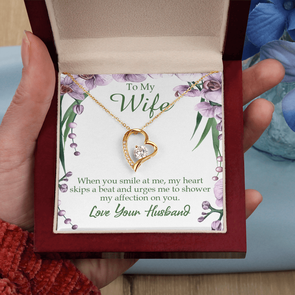 To My Wife When You Smile at Me Forever Necklace w Message Card-Express Your Love Gifts