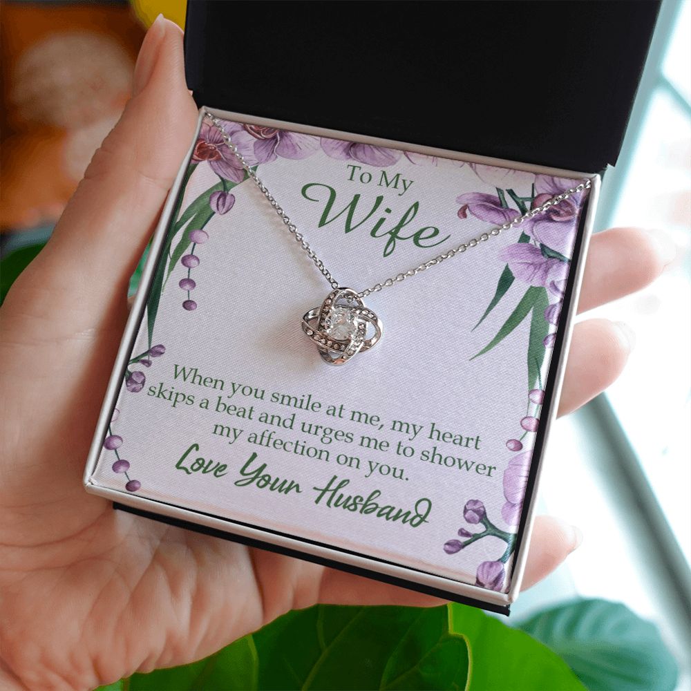 To My Wife When You Smile at Me Infinity Knot Necklace Message Card-Express Your Love Gifts