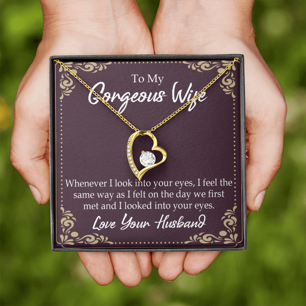 To My Wife Whenever I Look Into Your Eyes Forever Necklace w Message Card-Express Your Love Gifts