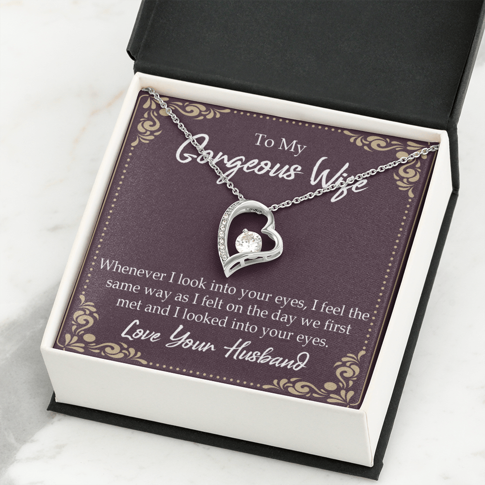 To My Wife Whenever I Look Into Your Eyes Forever Necklace w Message Card-Express Your Love Gifts