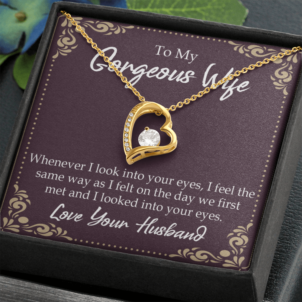 To My Wife Whenever I Look Into Your Eyes Forever Necklace w Message Card-Express Your Love Gifts