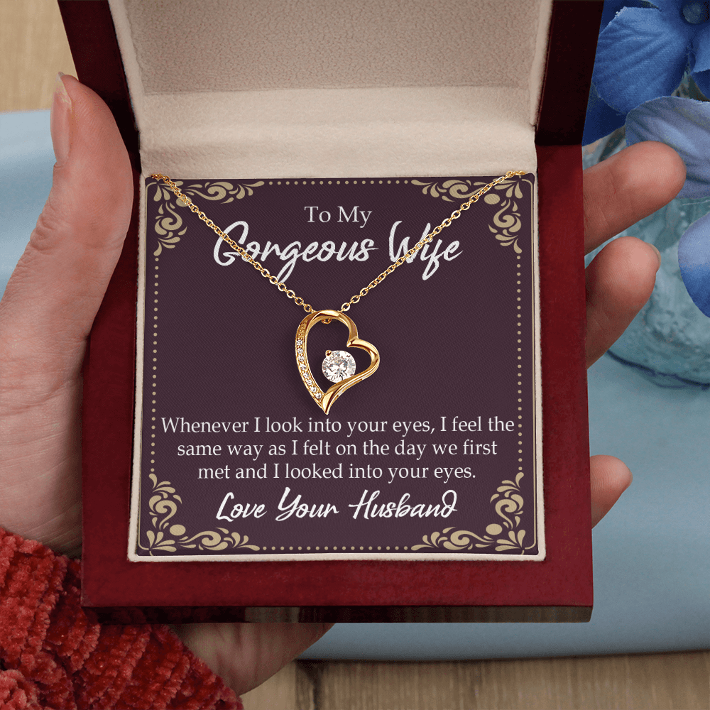 To My Wife Whenever I Look Into Your Eyes Forever Necklace w Message Card-Express Your Love Gifts