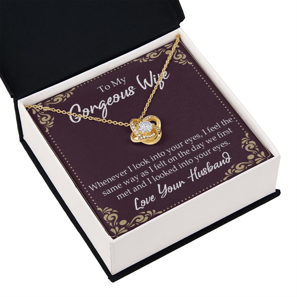 To My Wife Whenever I Look Into Your Eyes Infinity Knot Necklace Message Card-Express Your Love Gifts