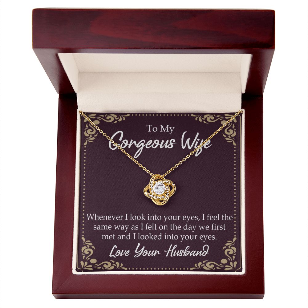 To My Wife Whenever I Look Into Your Eyes Infinity Knot Necklace Message Card-Express Your Love Gifts