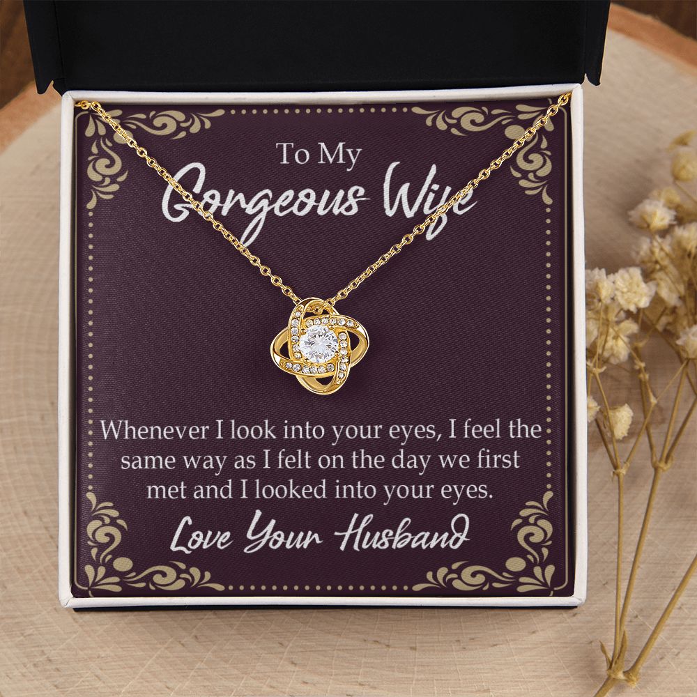 To My Wife Whenever I Look Into Your Eyes Infinity Knot Necklace Message Card-Express Your Love Gifts