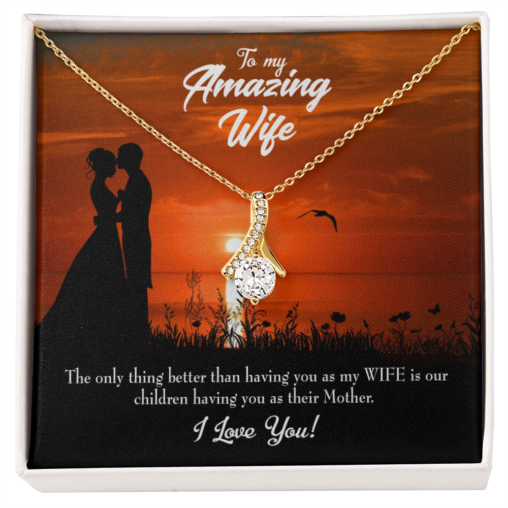 To My Wife Wife and Mother Alluring Ribbon Necklace Message Card-Express Your Love Gifts