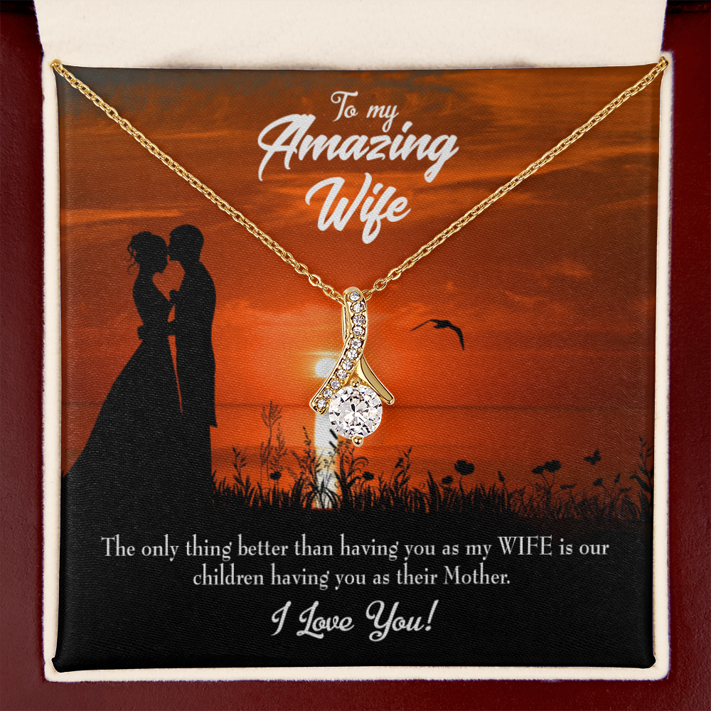 To My Wife Wife and Mother Alluring Ribbon Necklace Message Card-Express Your Love Gifts