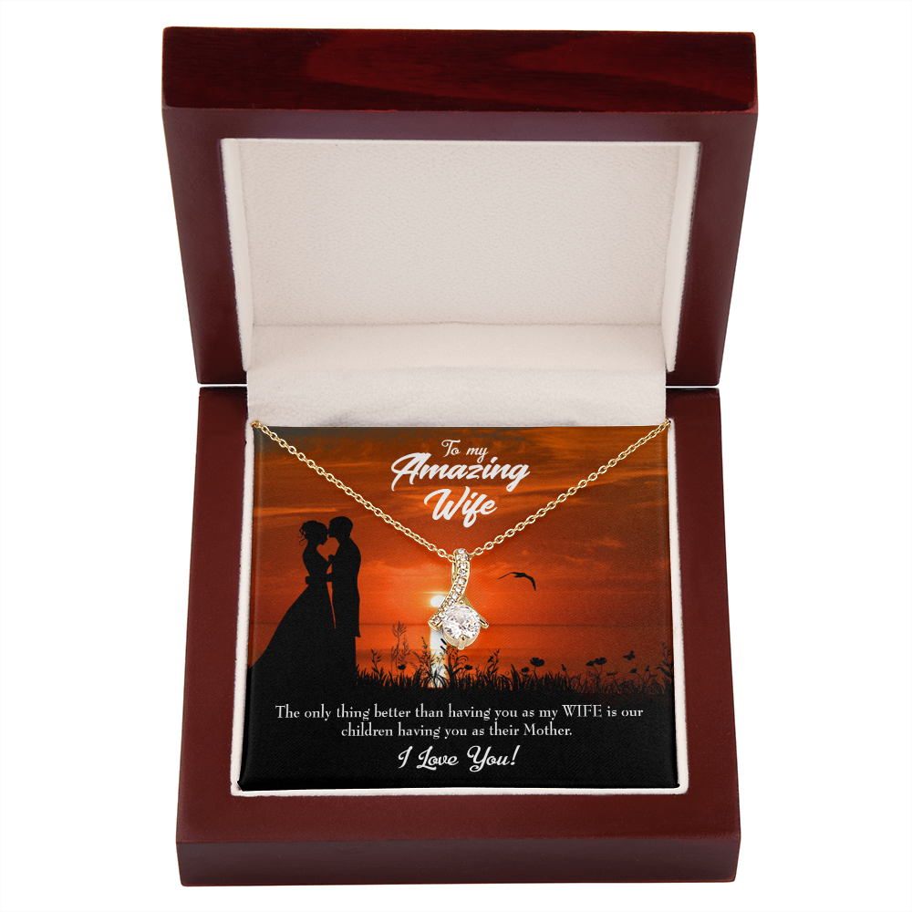 To My Wife Wife and Mother Alluring Ribbon Necklace Message Card-Express Your Love Gifts