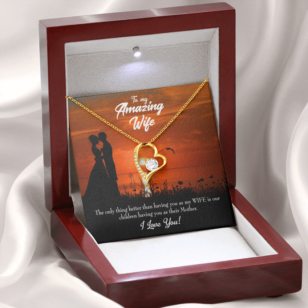 To My Wife Wife and Mother Forever Necklace w Message Card-Express Your Love Gifts