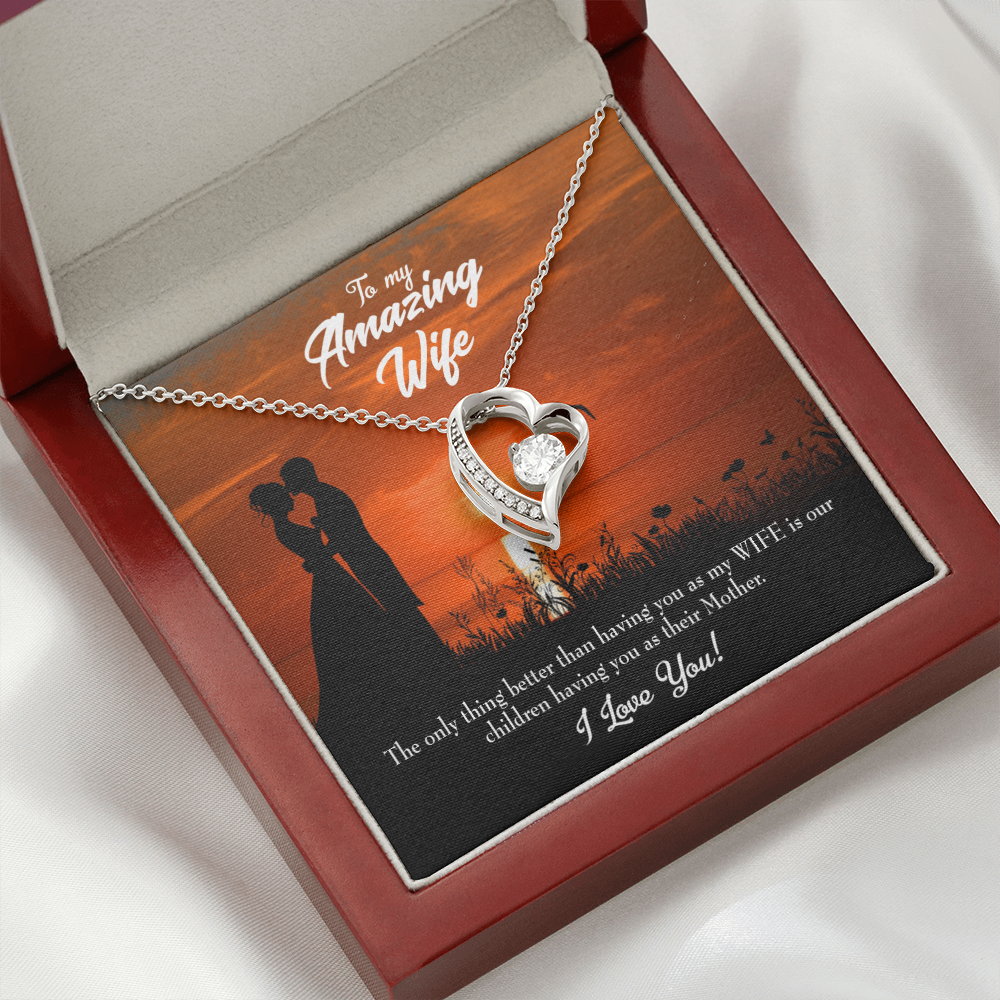 To My Wife Wife and Mother Forever Necklace w Message Card-Express Your Love Gifts