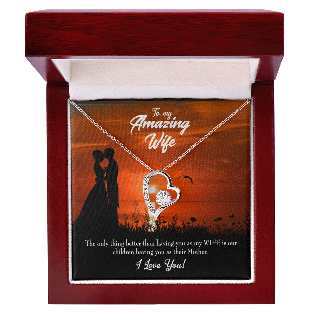 To My Wife Wife and Mother Forever Necklace w Message Card-Express Your Love Gifts