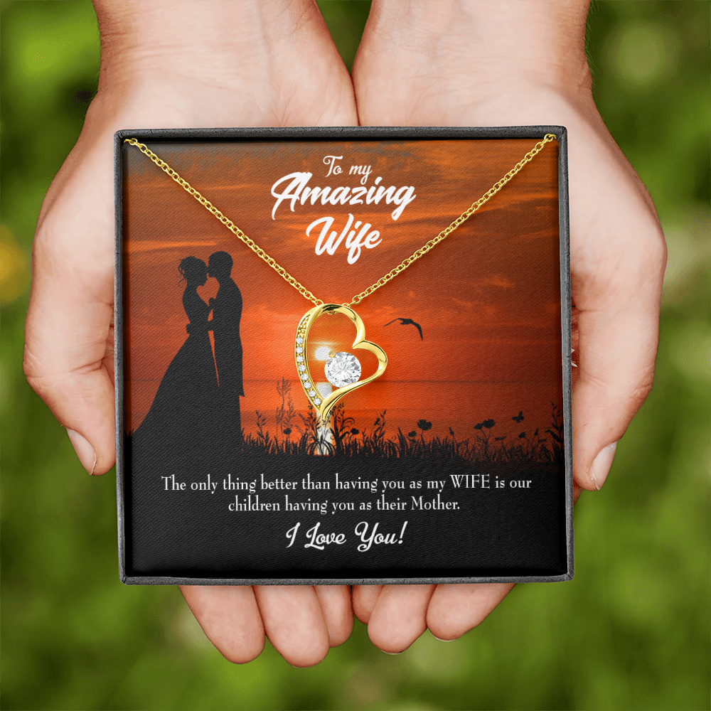 To My Wife Wife and Mother Forever Necklace w Message Card-Express Your Love Gifts