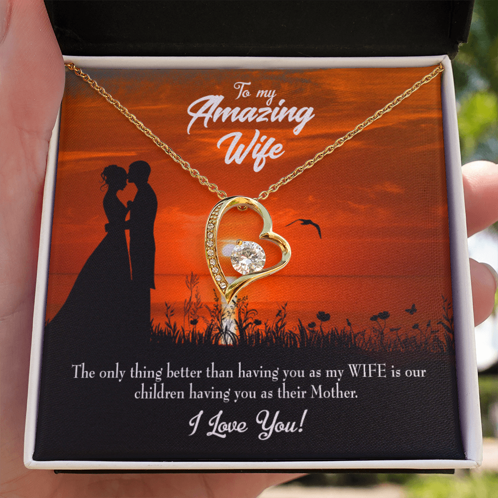 To My Wife Wife and Mother Forever Necklace w Message Card-Express Your Love Gifts