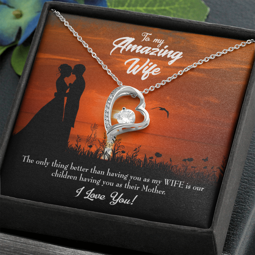 To My Wife Wife and Mother Forever Necklace w Message Card-Express Your Love Gifts