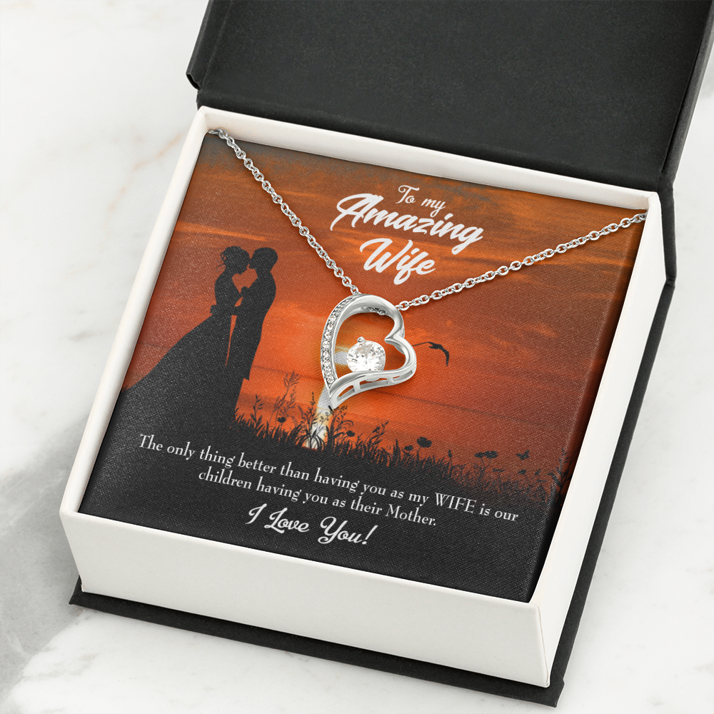 To My Wife Wife and Mother Forever Necklace w Message Card-Express Your Love Gifts